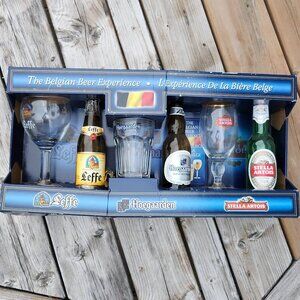 RARE The Belgian Beer Experience Gift Set BNIP with Bottles STELLA ARTOIS LEFFE